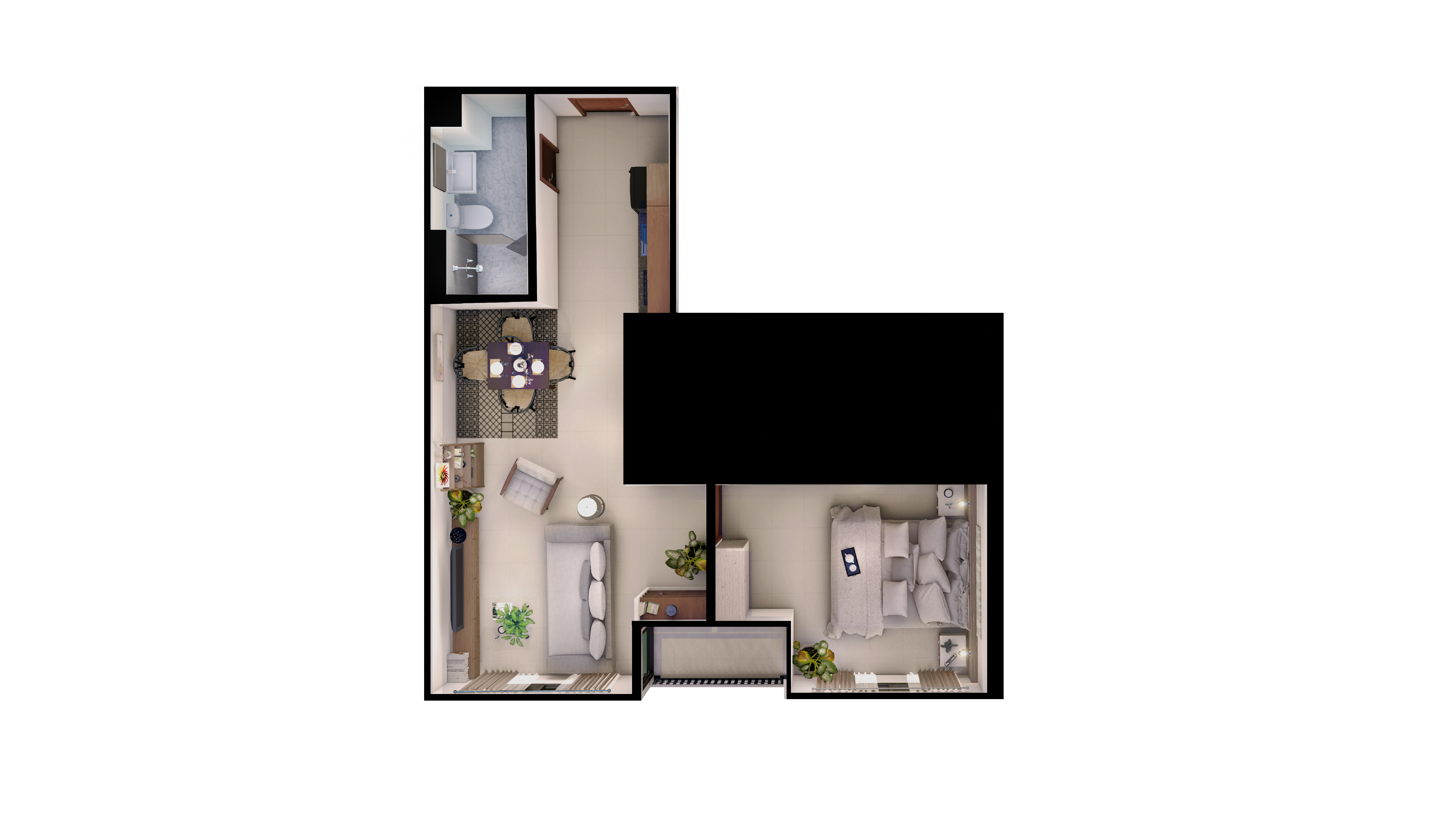 44 sqm furnished plan